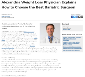 Alexandria surgeon explains what to look for when choosing the best bariatric surgeon for weight loss. 