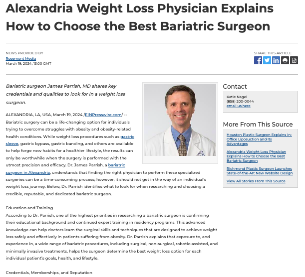 Alexandria surgeon explains what to look for when choosing the best bariatric surgeon for weight loss.